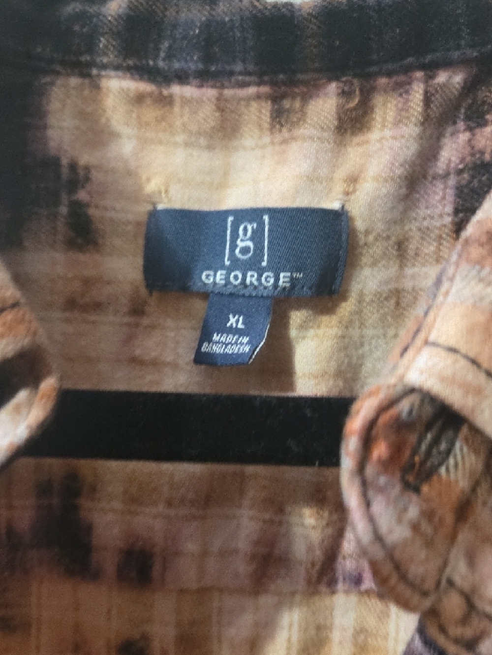 George Hand Bleach/Altered Button-Down Flannel Shirt - Brown Black Cream - Picture 8 of 10